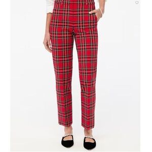 J. Crew Red Tartan Plaid Straight Leg Cameron Pants 2